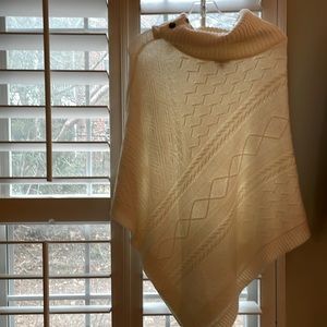 White knit casual poncho. Size Small from Talbots. Buttons on shoulder.